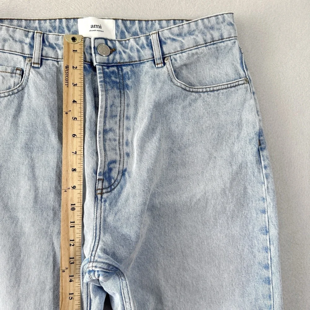 AMI Alexandre Mattiussi Jeans Mens 33 Loose Fit Cotton Denim Baggy Button Fly
